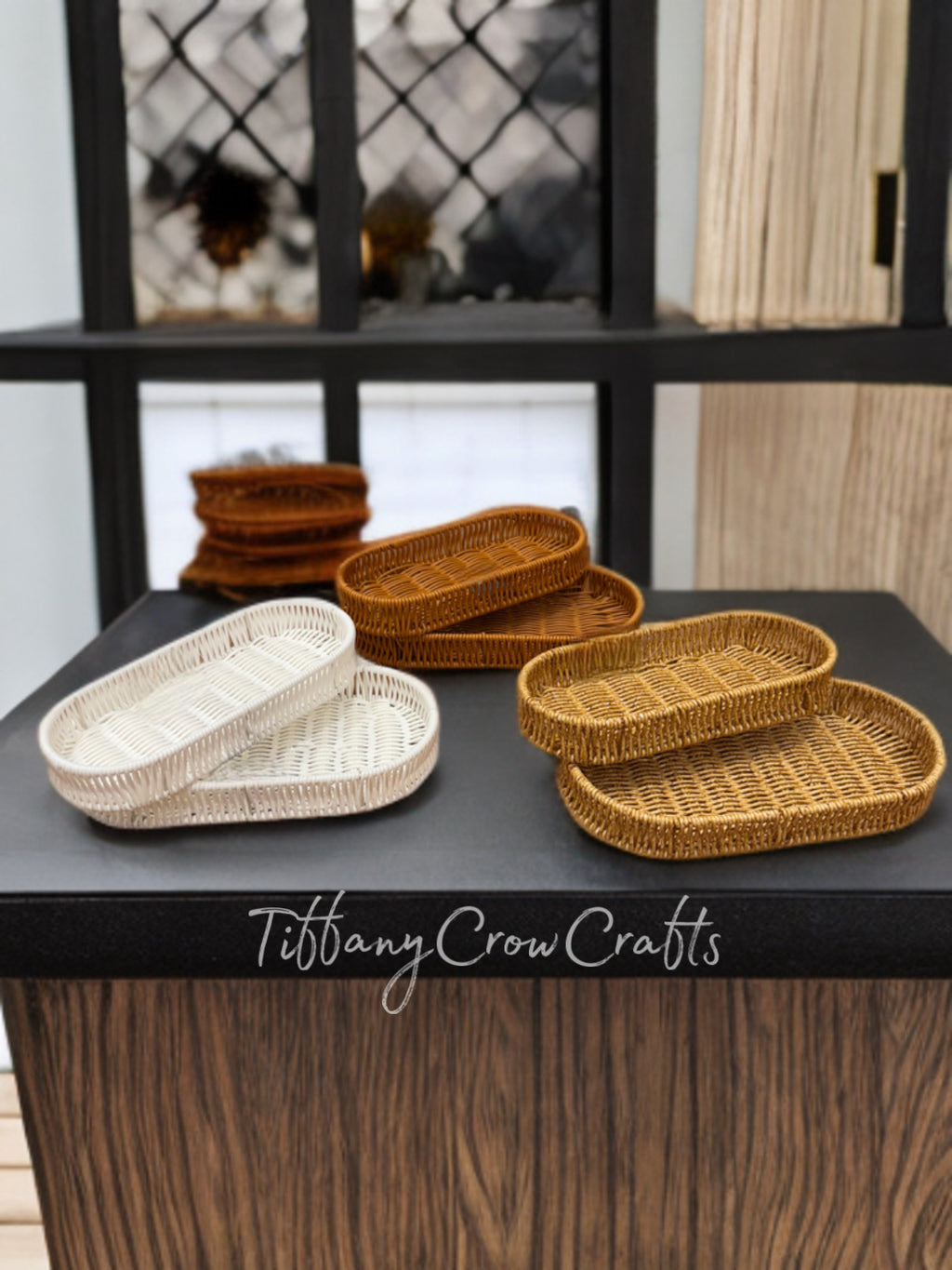ARTISAN OVAL WOVEN SERVICE TRAYS (Set of 2)