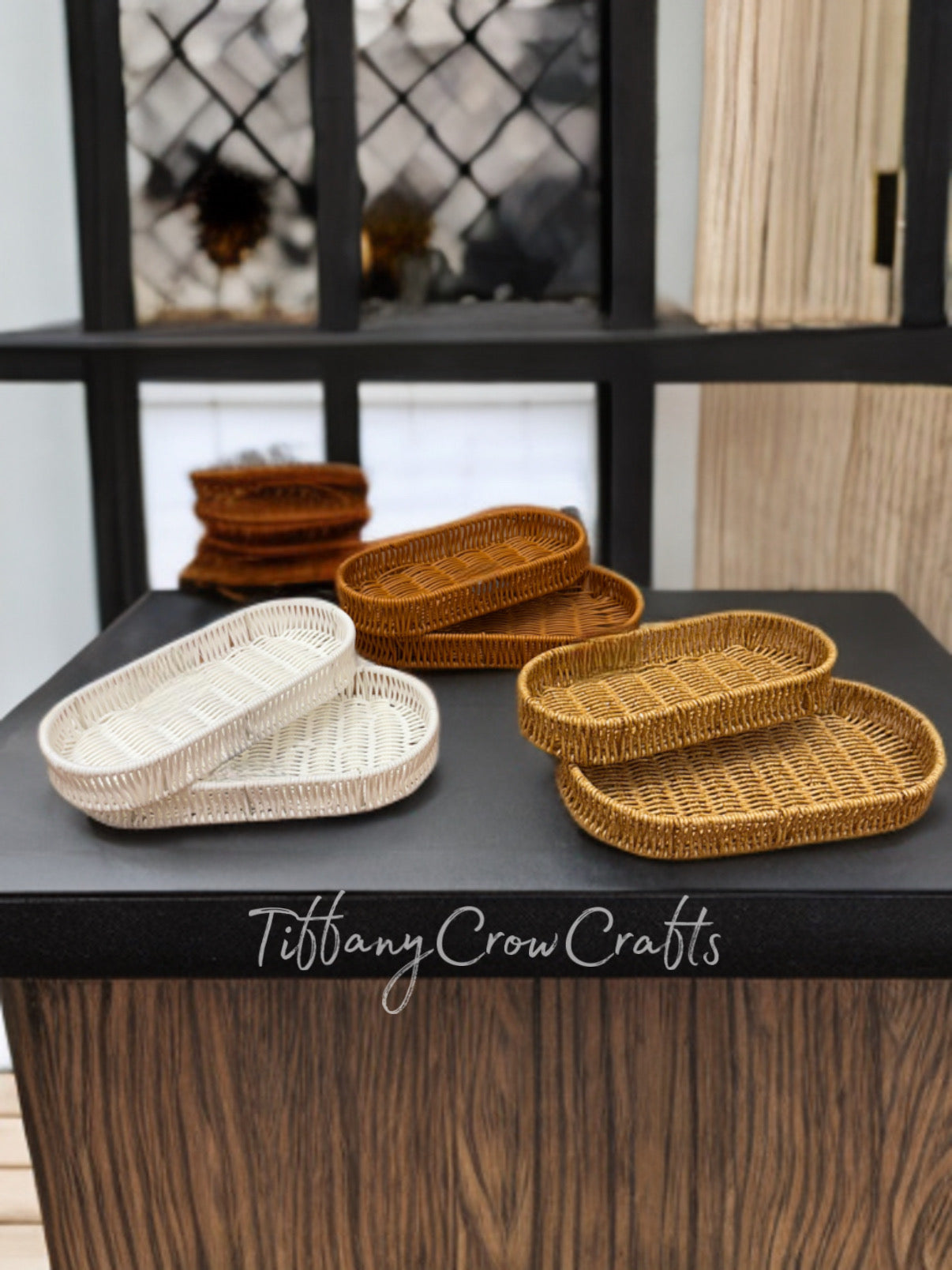 ARTISAN OVAL WOVEN SERVICE TRAYS (Set of 2)