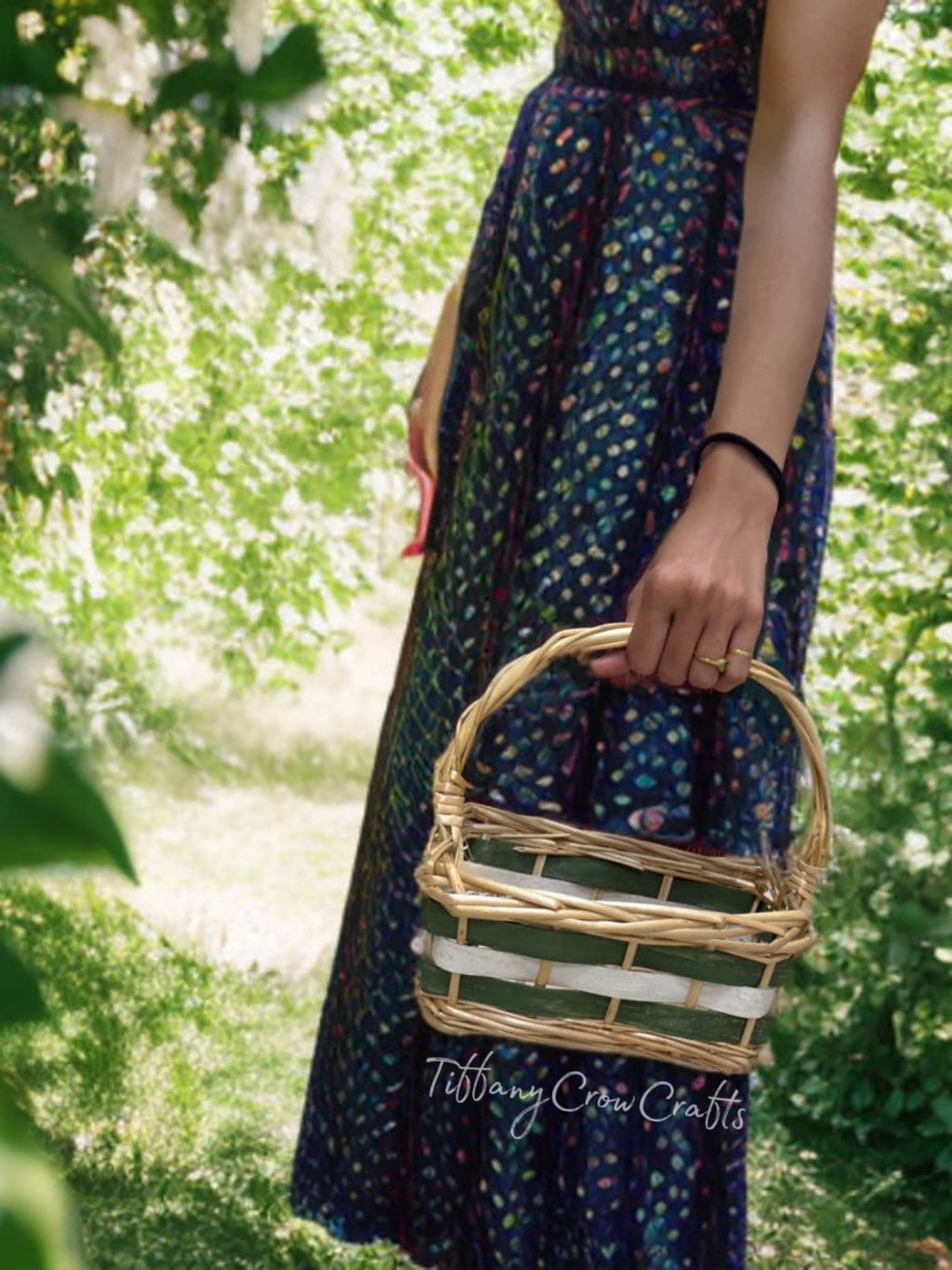 LEAF KISSED SQUARE RATTAN BASKET