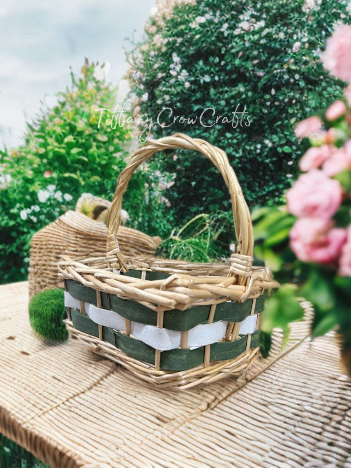 LEAF KISSED SQUARE RATTAN BASKET