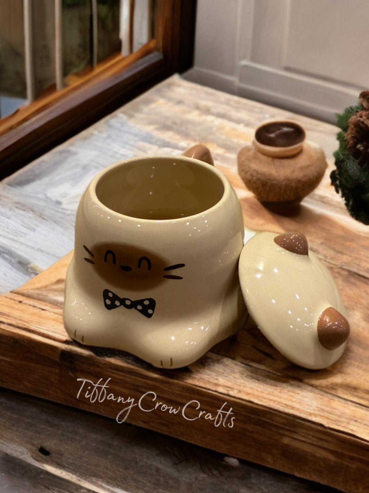 WHISKERS & WHIMSY CAT MUG WITH LID