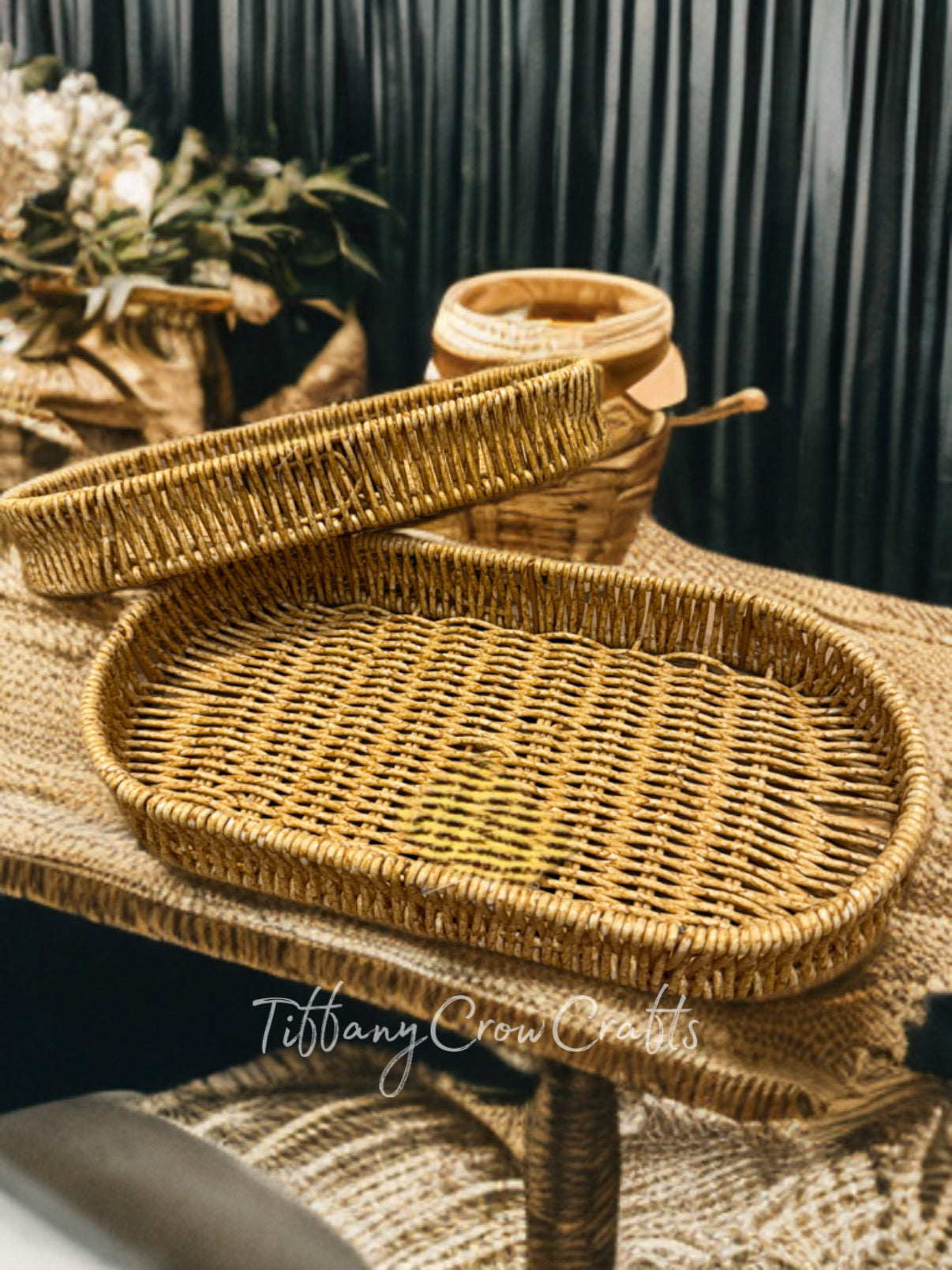 ARTISAN OVAL WOVEN SERVICE TRAYS (Set of 2)