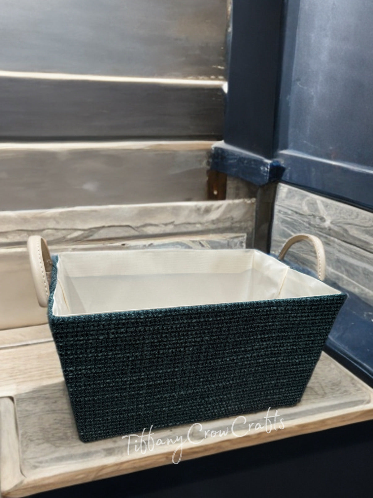 URBAN TAPERED WOVEN STORAGE BIN - MATTE OBSIDIAN & SLATE ORGANIZER