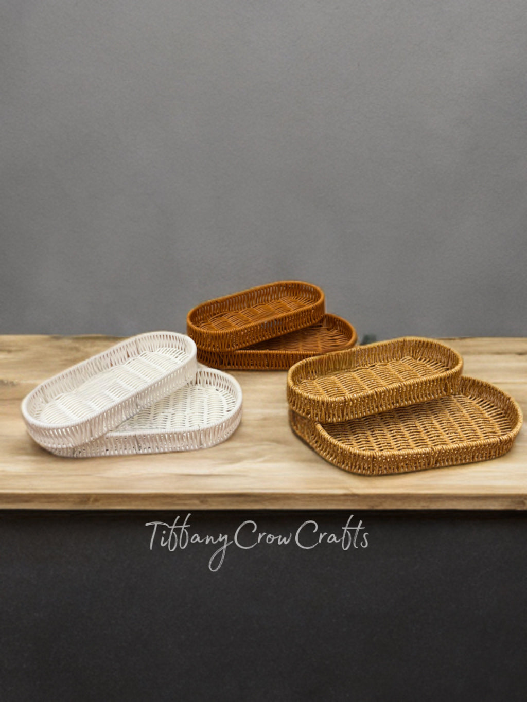 ARTISAN OVAL WOVEN SERVICE TRAYS (Set of 2)