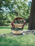 GREEN SCREWPINE WOVEN TOTE BASKET (ROUND)