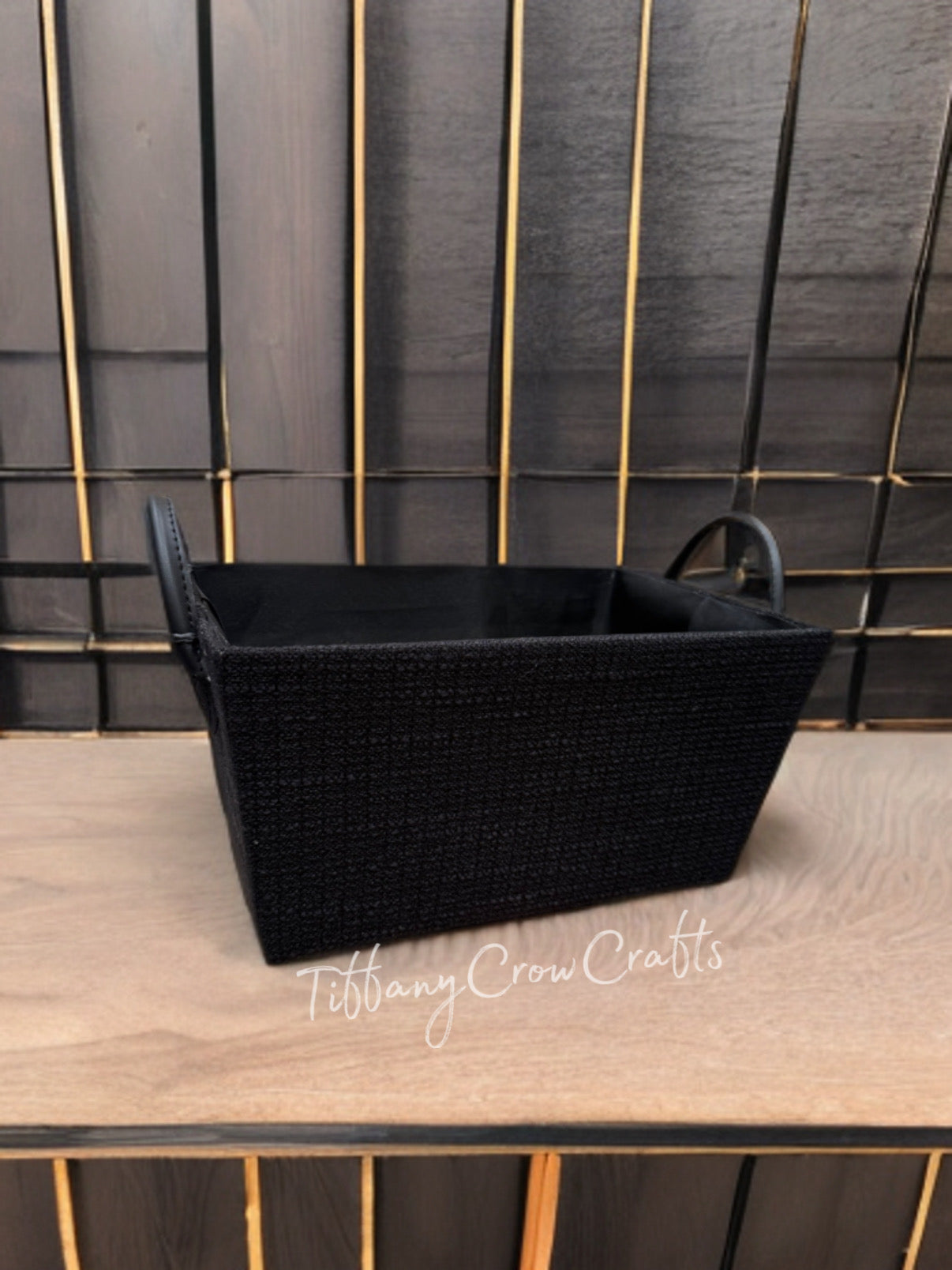 URBAN TAPERED WOVEN STORAGE BIN - MATTE OBSIDIAN & SLATE ORGANIZER
