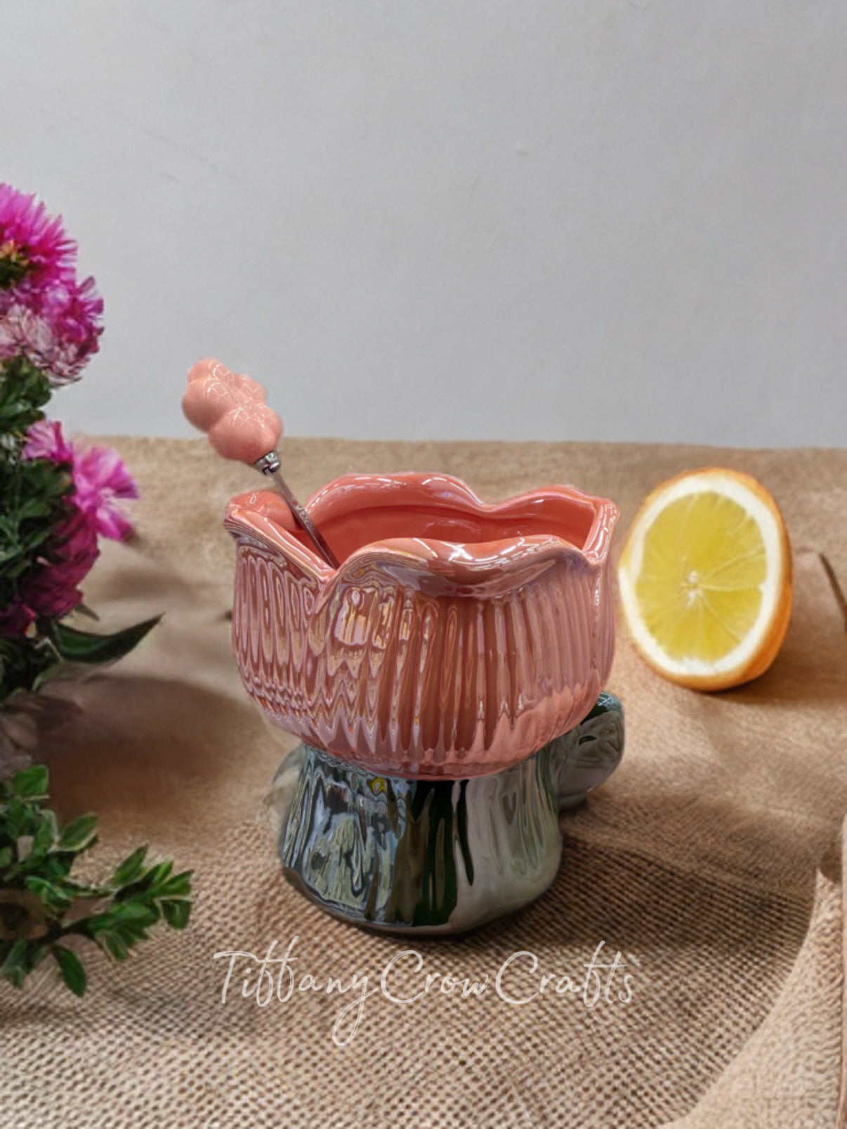 ENCHANTED TULIP CERAMIC MUG WITH 3D SPOON