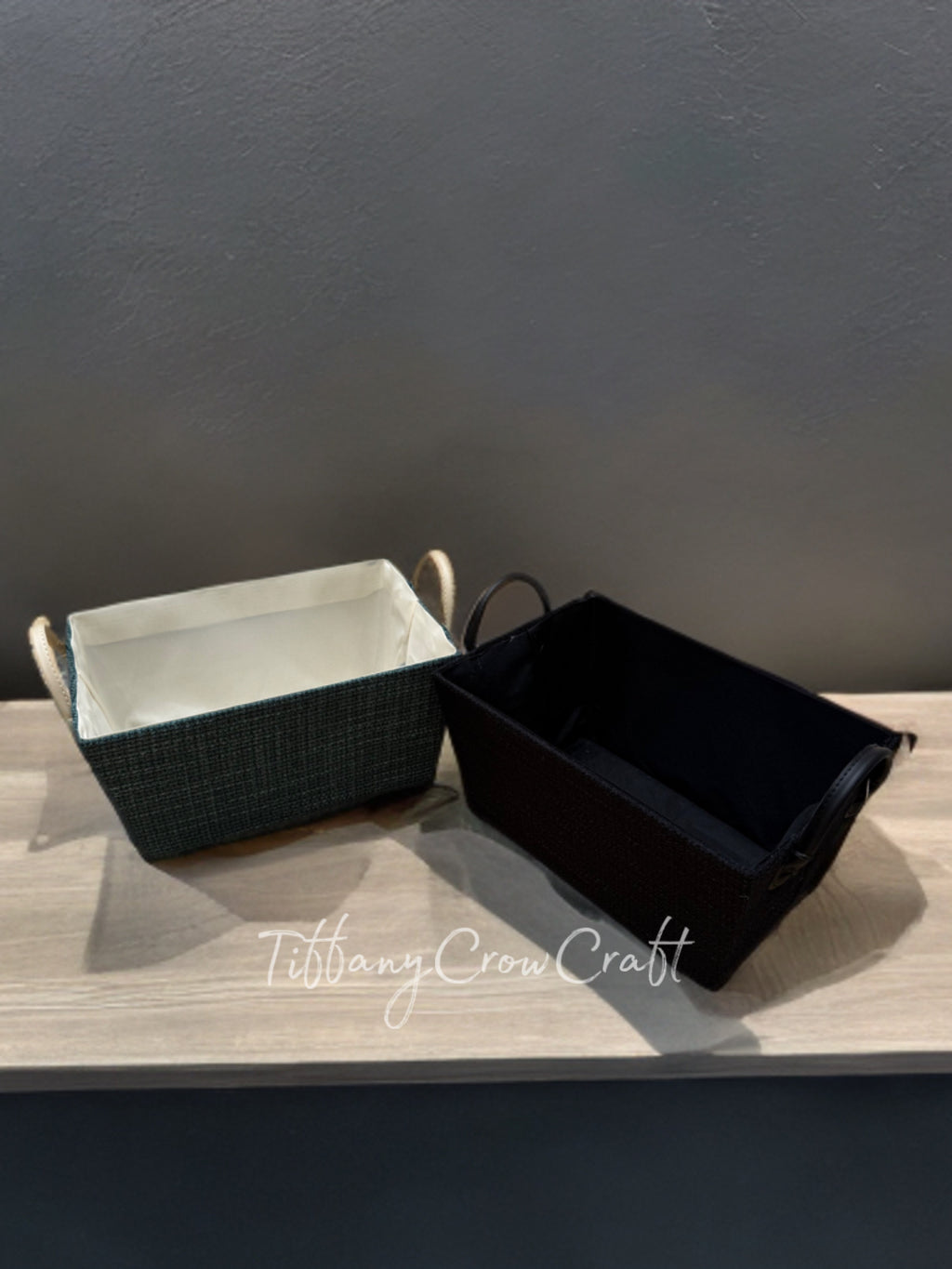 URBAN TAPERED WOVEN STORAGE BIN - MATTE OBSIDIAN & SLATE ORGANIZER