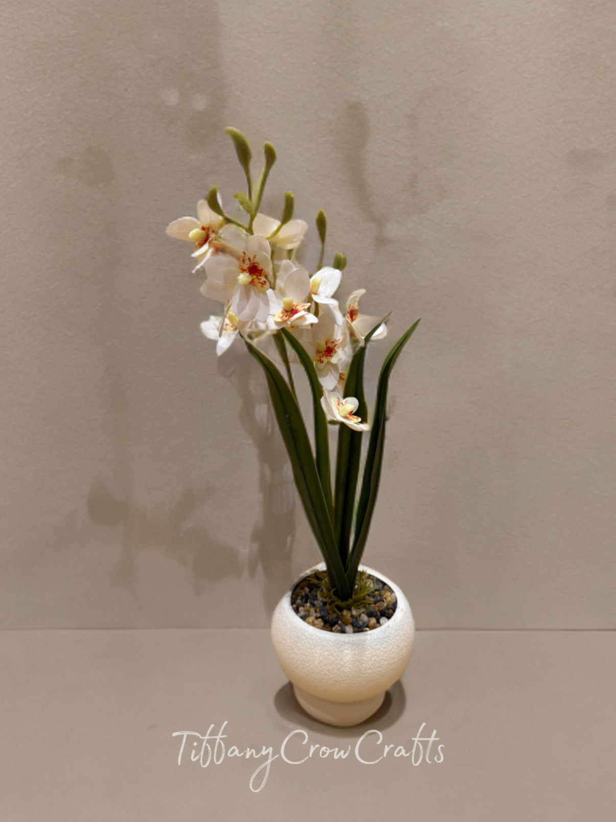 ARTISAN FAUX ORCHID TRIO - ELEGANT STONE VASE WITH LIFELIKE PETAL