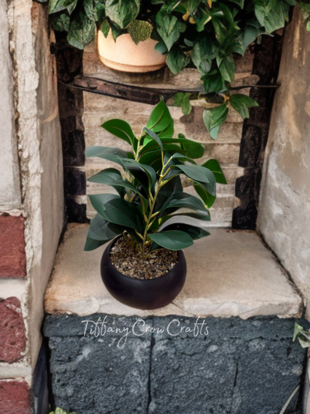 MODERN ORB FAUX FOLIAGE POT