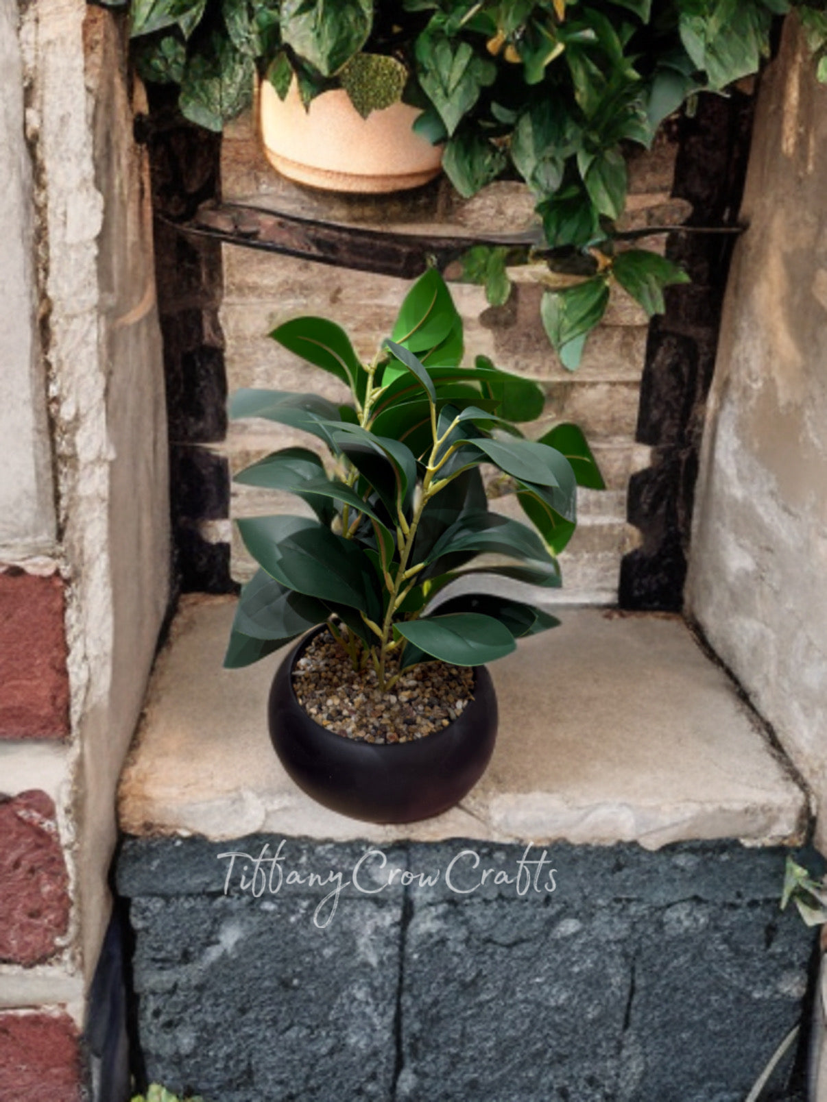 MODERN ORB FAUX FOLIAGE POT