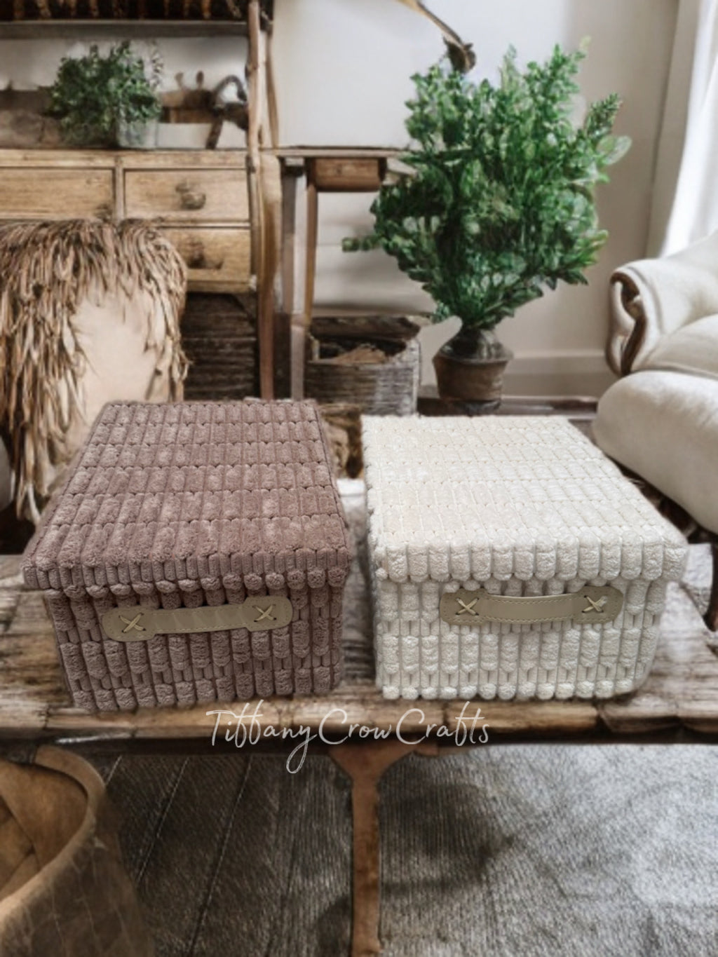 COZY CORDUROY LIDDED STORAGE BOX
