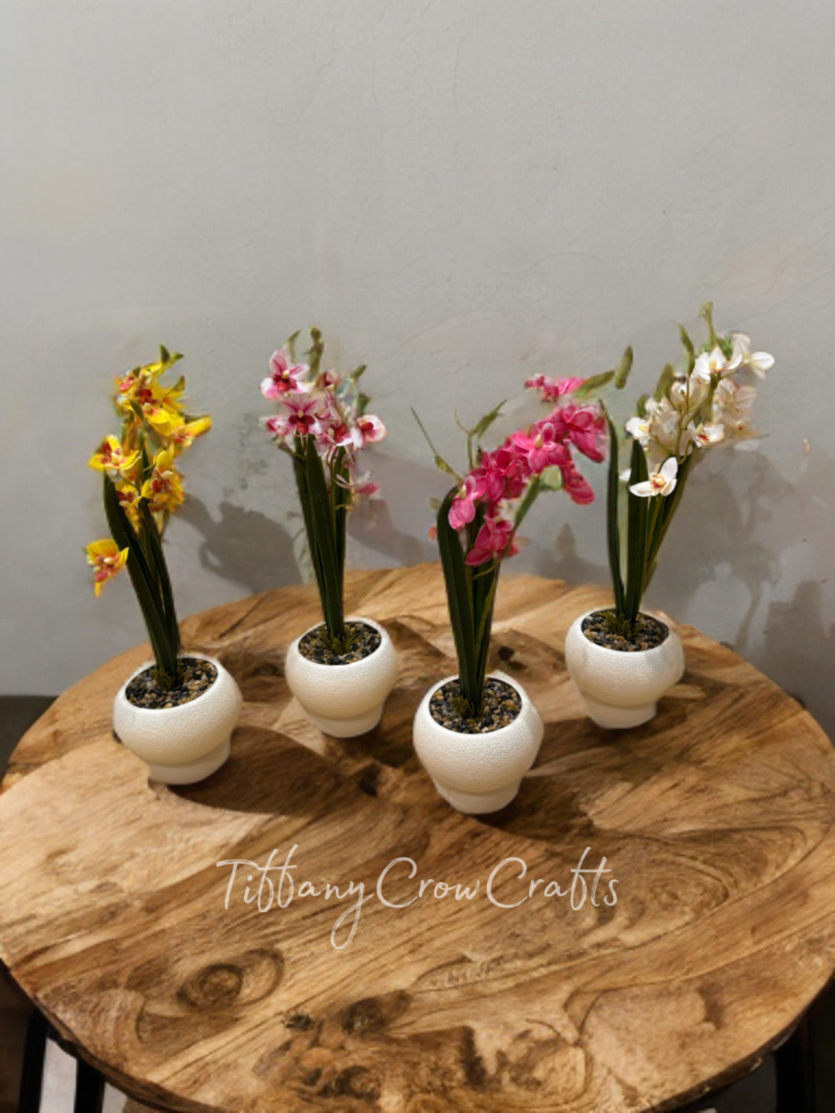 ARTISAN FAUX ORCHID TRIO - ELEGANT STONE VASE WITH LIFELIKE PETAL