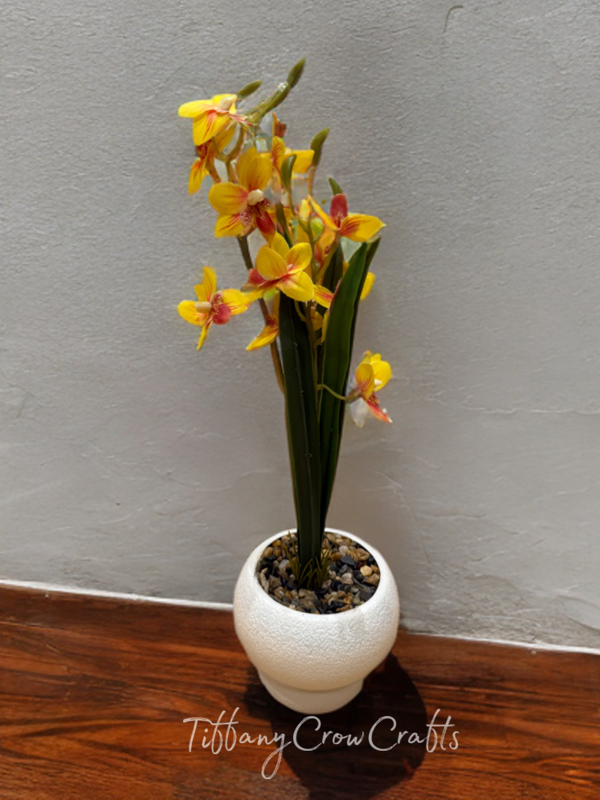 ARTISAN FAUX ORCHID TRIO - ELEGANT STONE VASE WITH LIFELIKE PETAL
