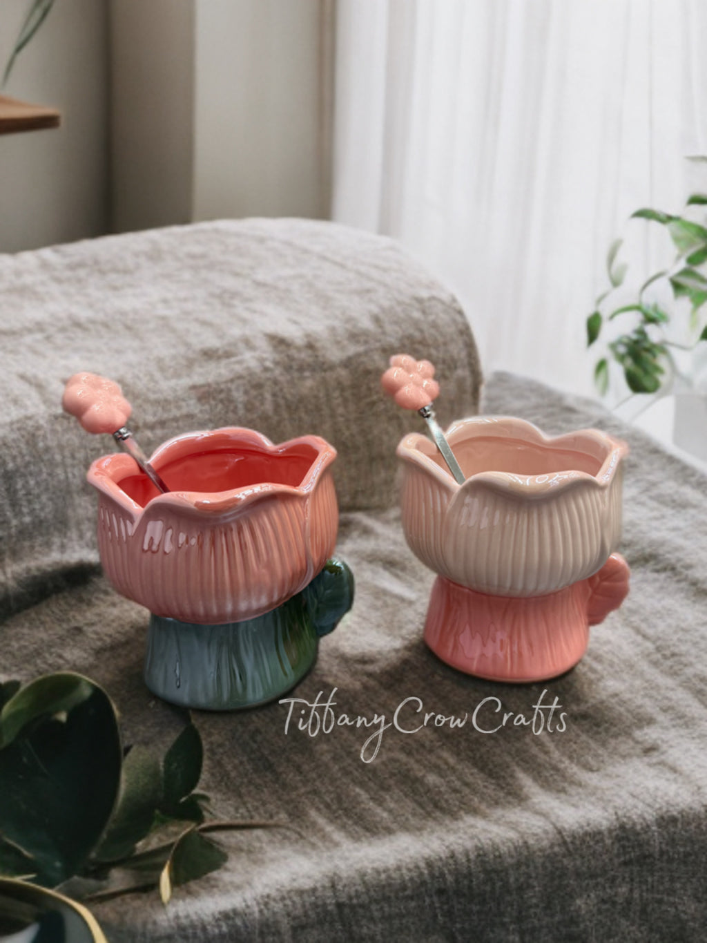 ENCHANTED TULIP CERAMIC MUG WITH 3D SPOON