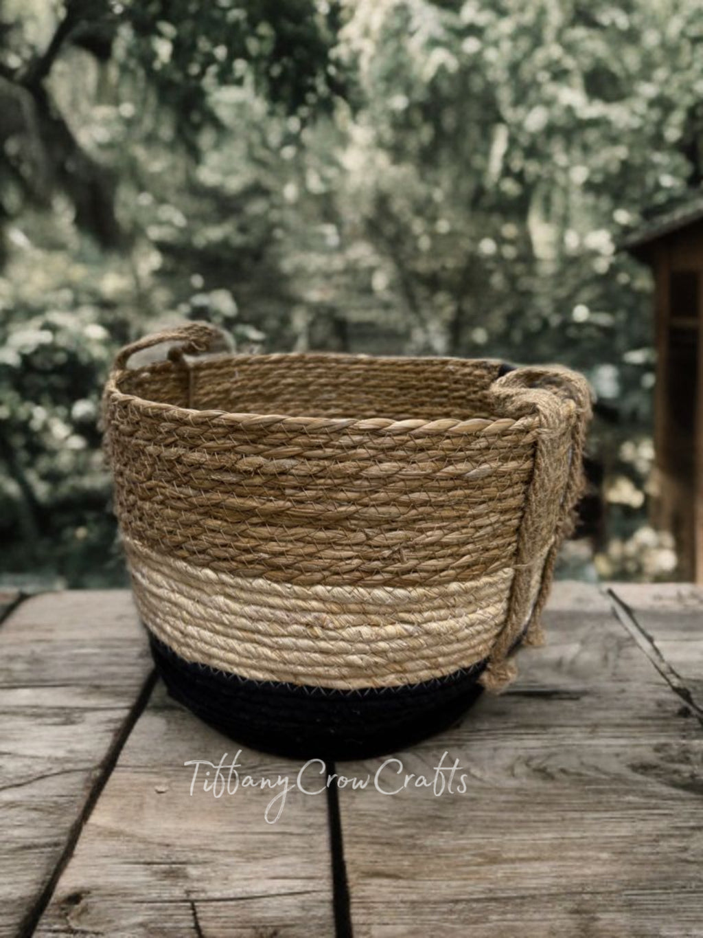 BEAUTIFUL SEAGRASS STRIPE BOHO BASKET