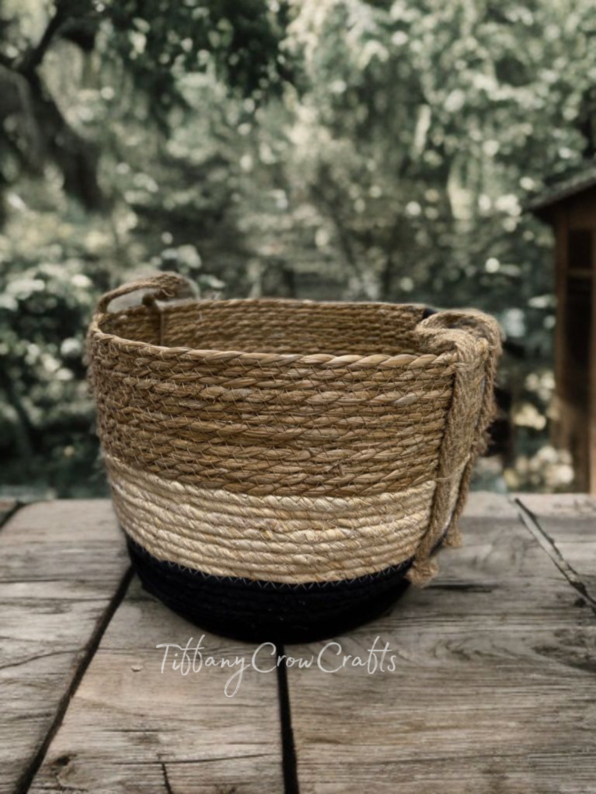 BEAUTIFUL SEAGRASS STRIPE BOHO BASKET