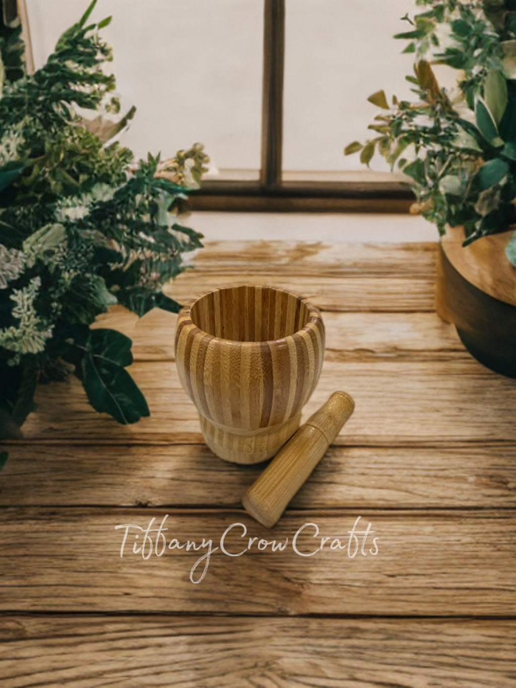 HANDCRAFTED BAMBOO MORTAR & PESTLE