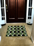 MID CENTURY GEOMETRIC KITCHEN MAT - OLIVE & OBSIDIAN POLKA DOT RUG (60x80cm)