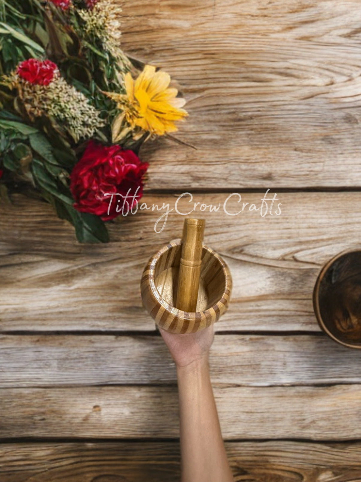 HANDCRAFTED BAMBOO MORTAR & PESTLE