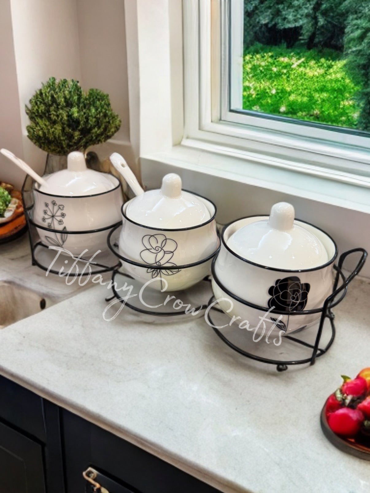 ELEGANT FLORAL SPICE | CONDIMENTS SERVER SET