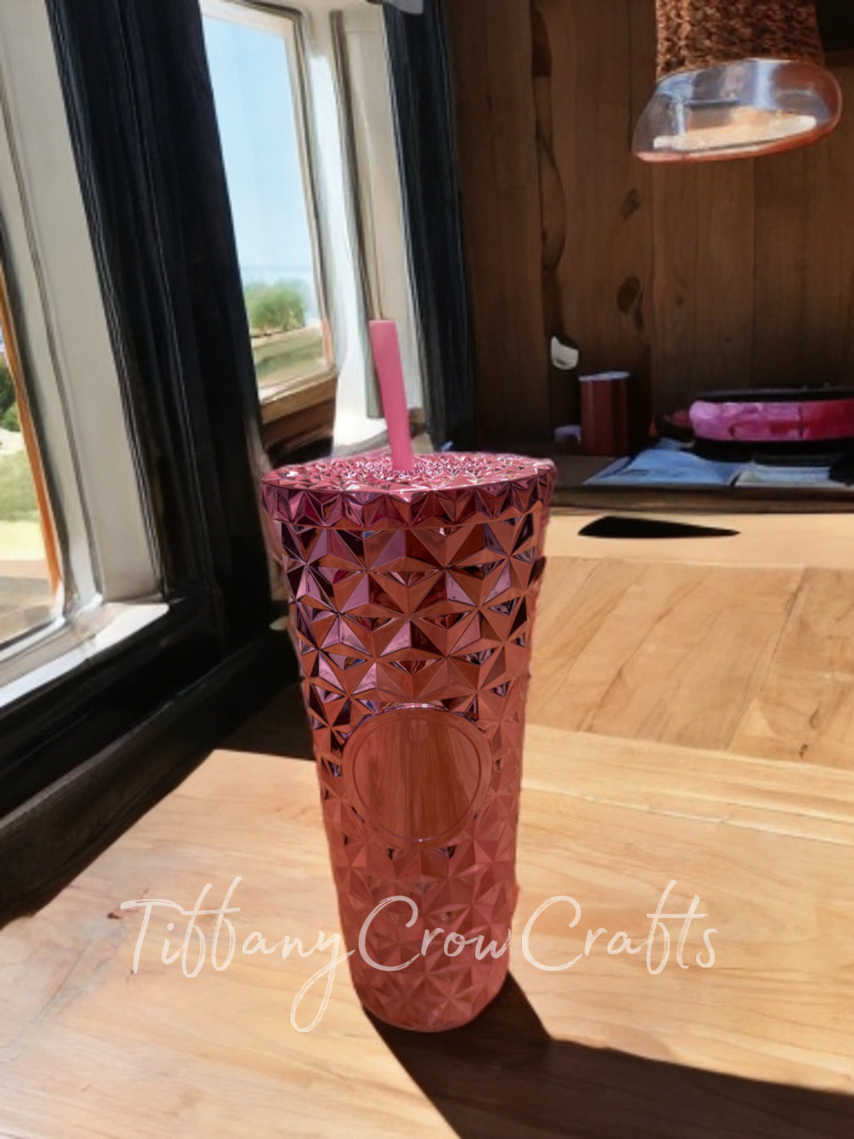 DIAMOND GRADIENT TUMBLER WITH STRAW (250ML)