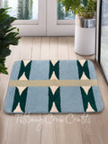 GEOMETRIC MAT| TEAL & FOREST GREEN ABSTRACT RUG