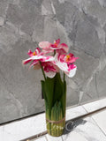 ELEGANT HANDMADE ORCHID BOUQUET - ECO FAUX FLOWERS WITH NATURAL LEAF WRAP