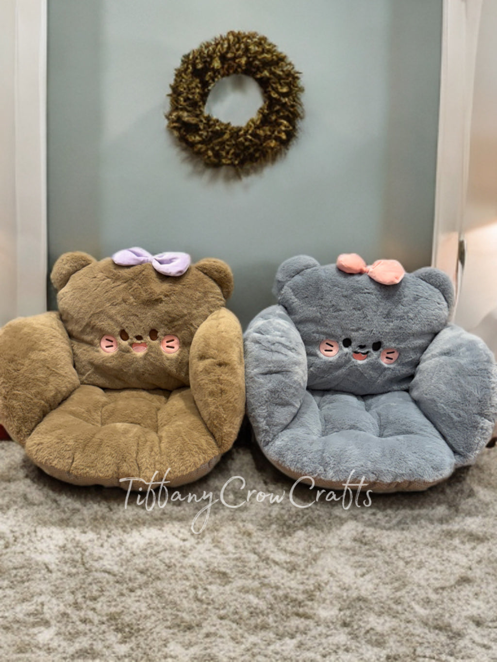 ADORABLE PLUSH BEAR CUSHION CHAIR - KAWAII COZY SEAT FOR KIDS & ADULTS