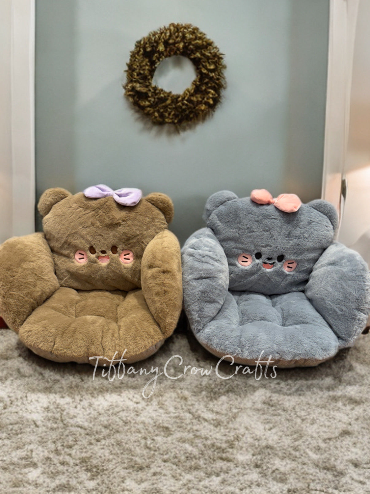 ADORABLE PLUSH BEAR CUSHION CHAIR - KAWAII COZY SEAT FOR KIDS & ADULTS
