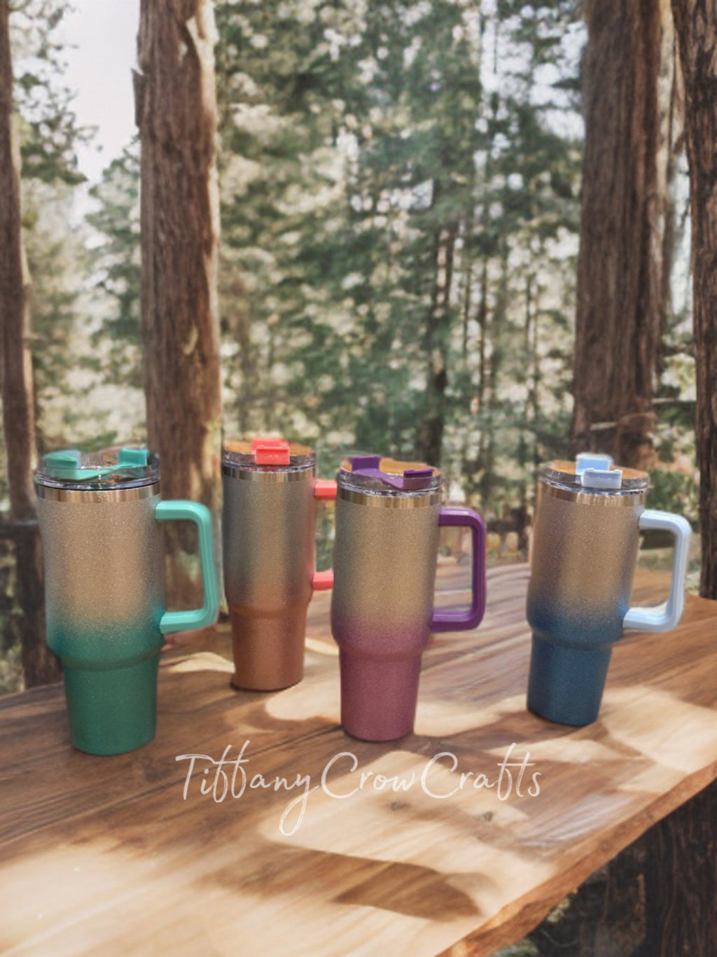 GLITTER OMBRÉ INSULATED TUMBLERS WITH HANDLES