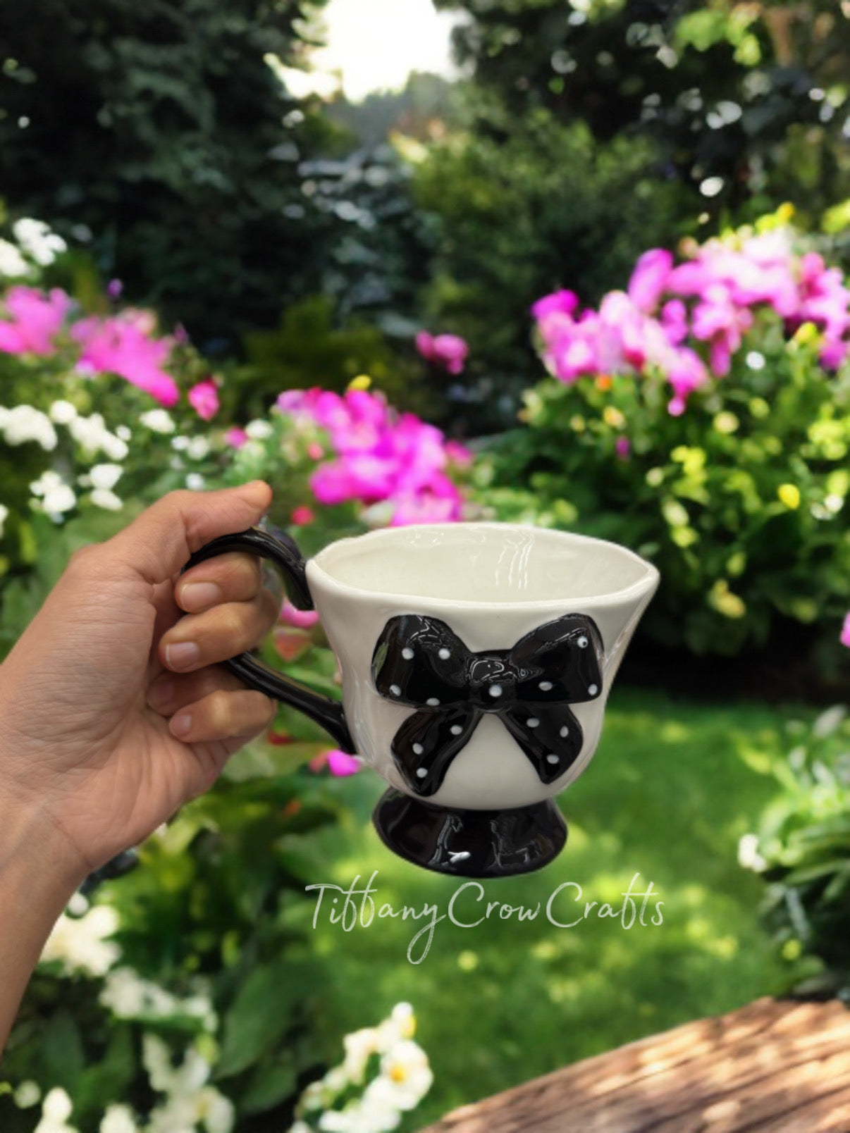 COQUETTE CHARM RIBBON TEACUP (PINK/BLACK)