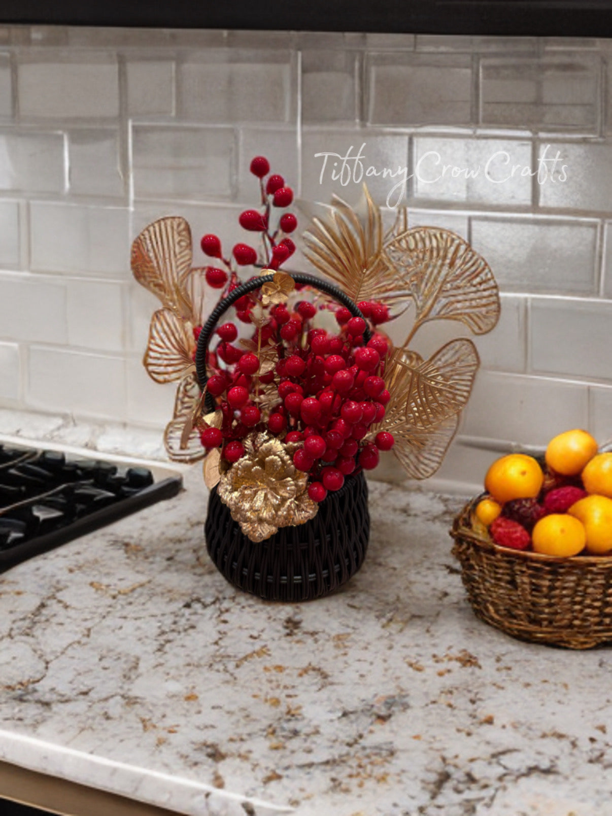 LUNAR NEW YEAR PROSPERITY BASKET: RED BERRIES & GOLDEN GINKGO