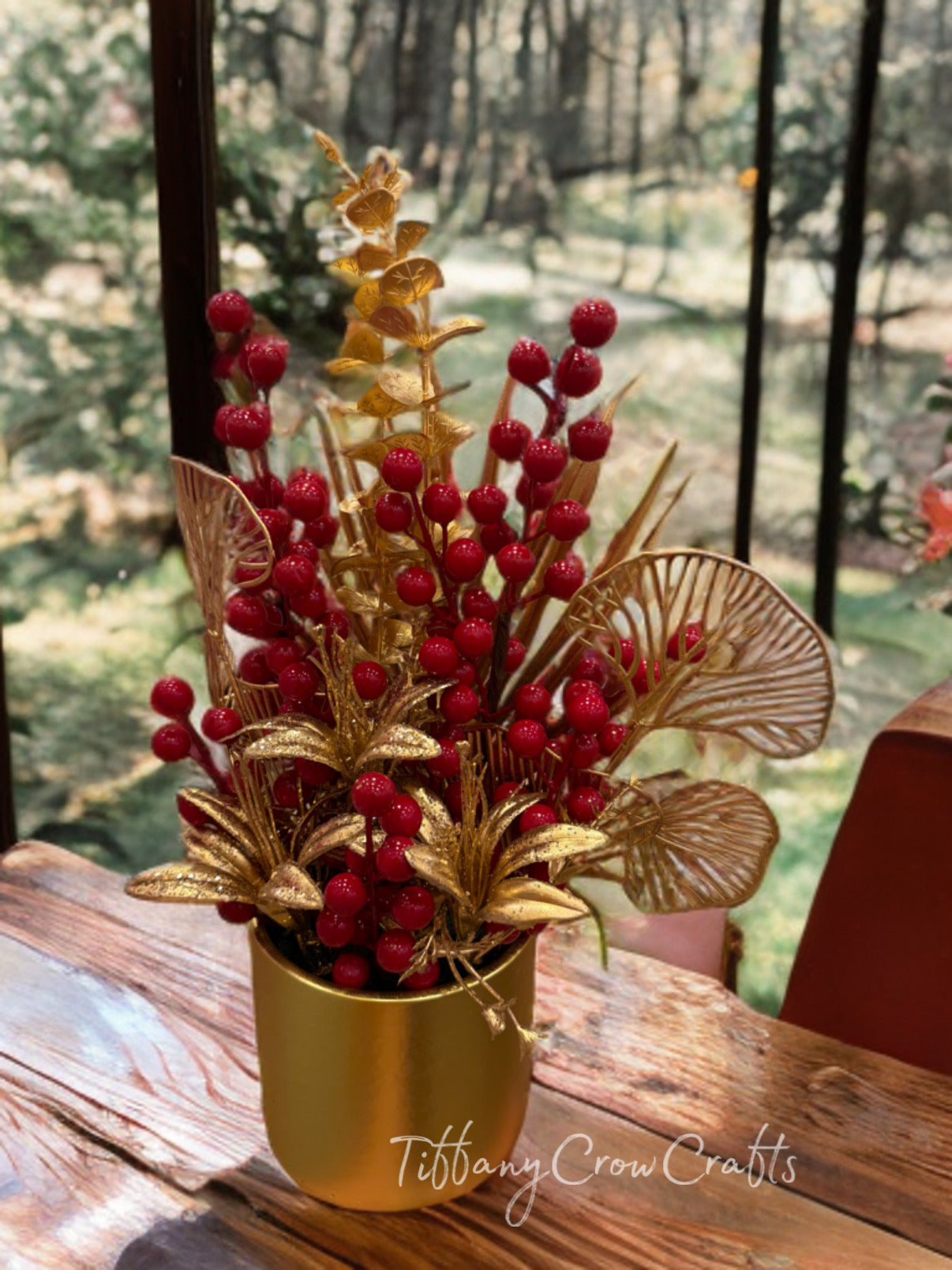LUNAR NEW YEAR: THE SOVEREIGN CENTERPIECE - VIBRANT RED BERRIES IN A GOLDEN VESSEL