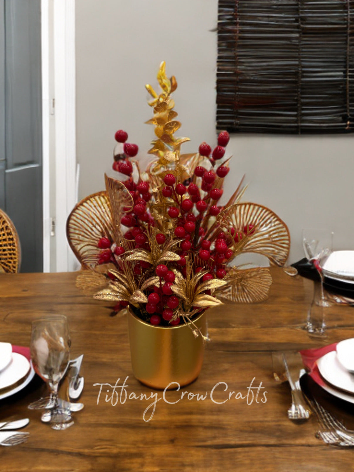 LUNAR NEW YEAR: THE SOVEREIGN CENTERPIECE - VIBRANT RED BERRIES IN A GOLDEN VESSEL
