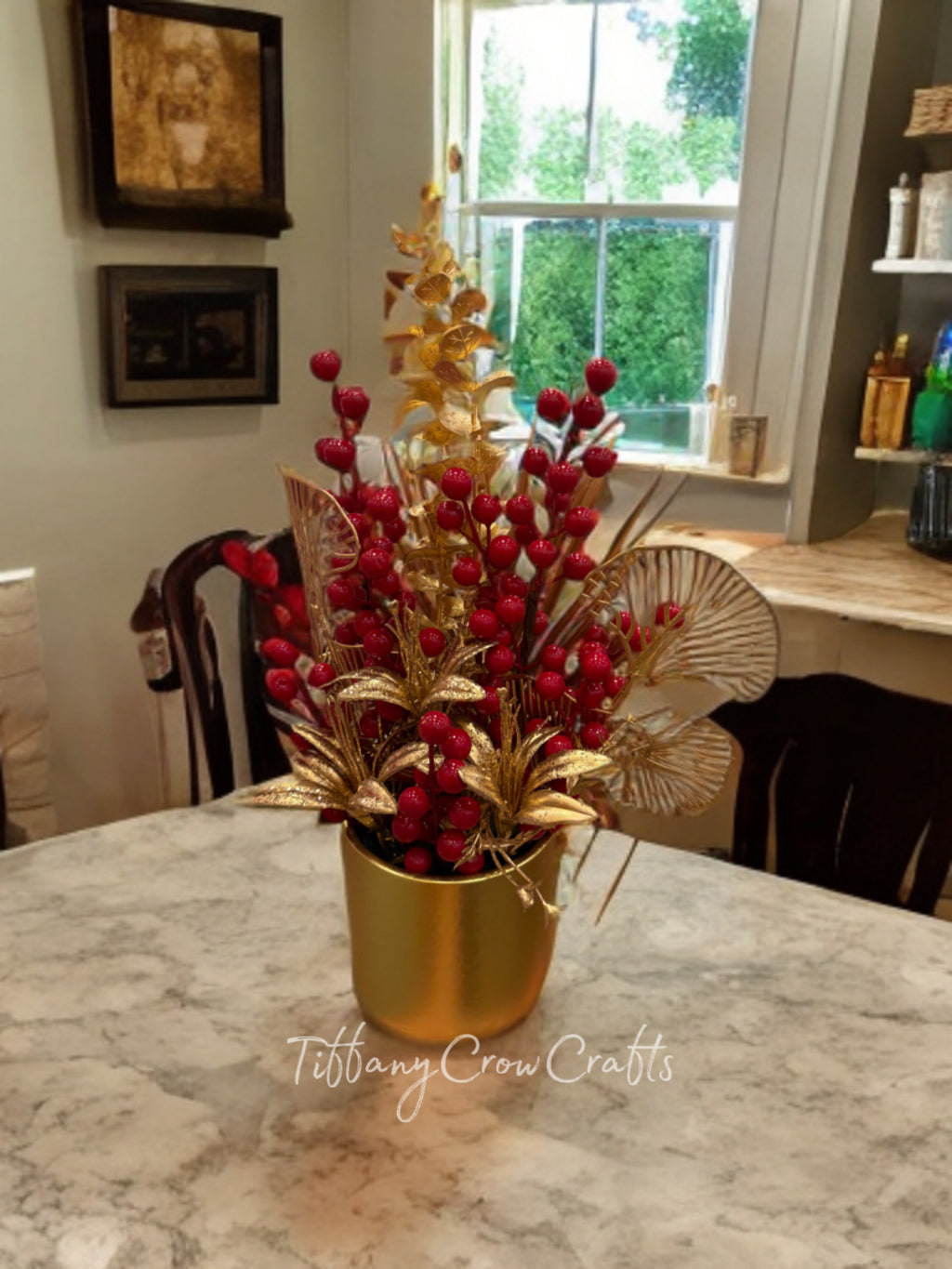 LUNAR NEW YEAR: THE SOVEREIGN CENTERPIECE - VIBRANT RED BERRIES IN A GOLDEN VESSEL
