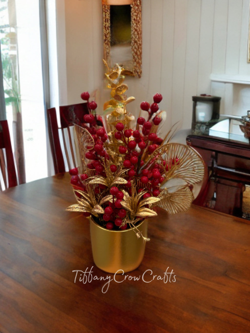 LUNAR NEW YEAR: THE SOVEREIGN CENTERPIECE - VIBRANT RED BERRIES IN A GOLDEN VESSEL