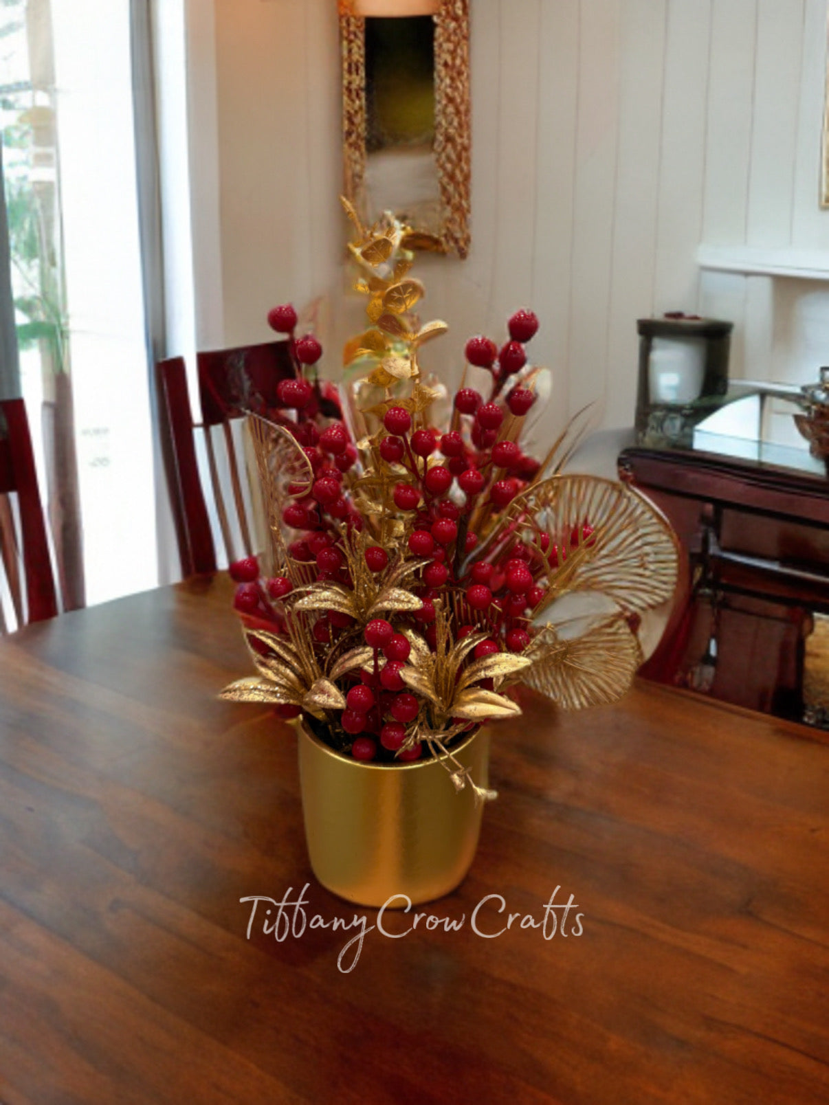 LUNAR NEW YEAR: THE SOVEREIGN CENTERPIECE - VIBRANT RED BERRIES IN A GOLDEN VESSEL