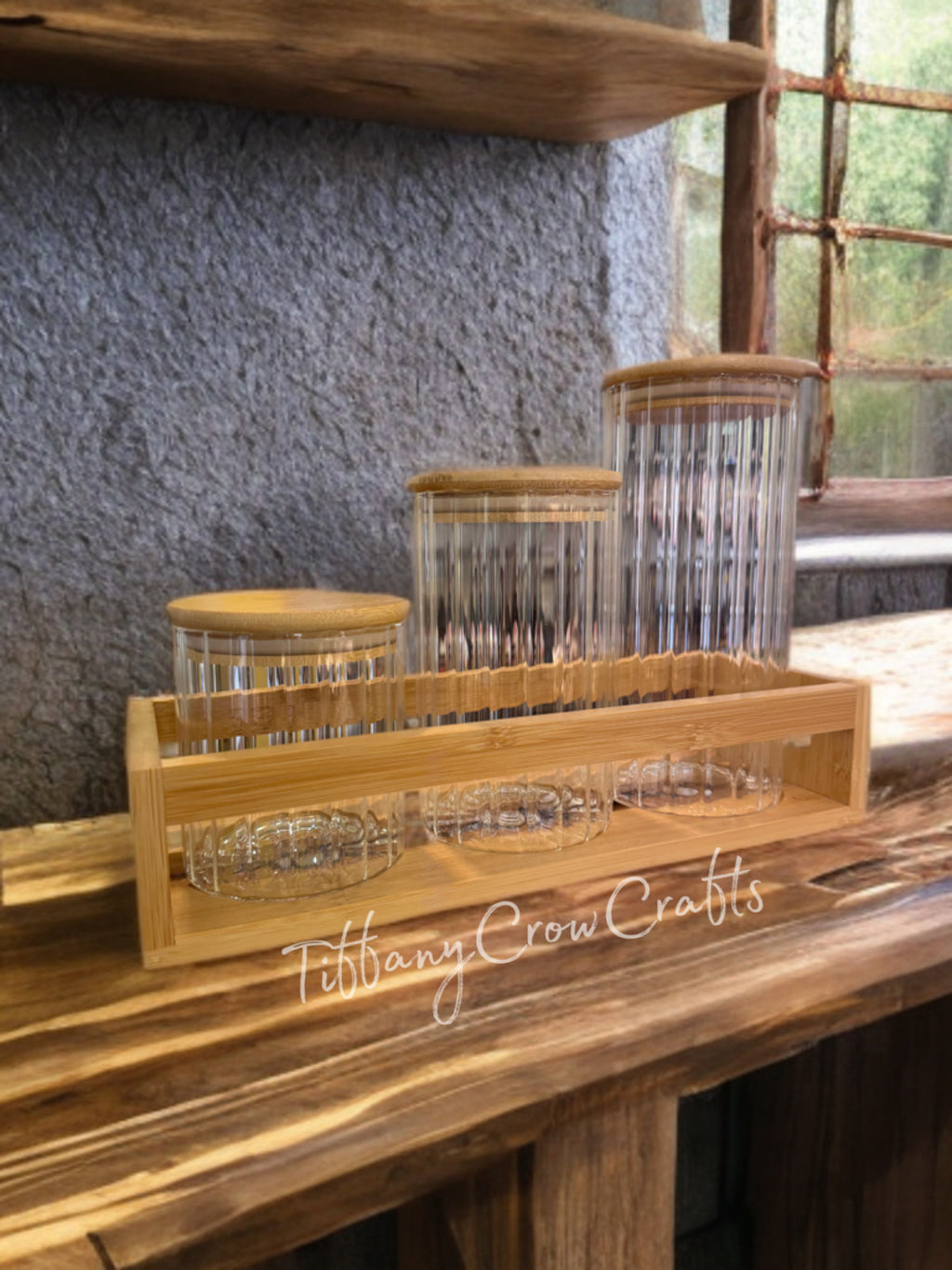 MODERN MINIMALIST FLUTED 3-TIER GLASS ORGANIZERS