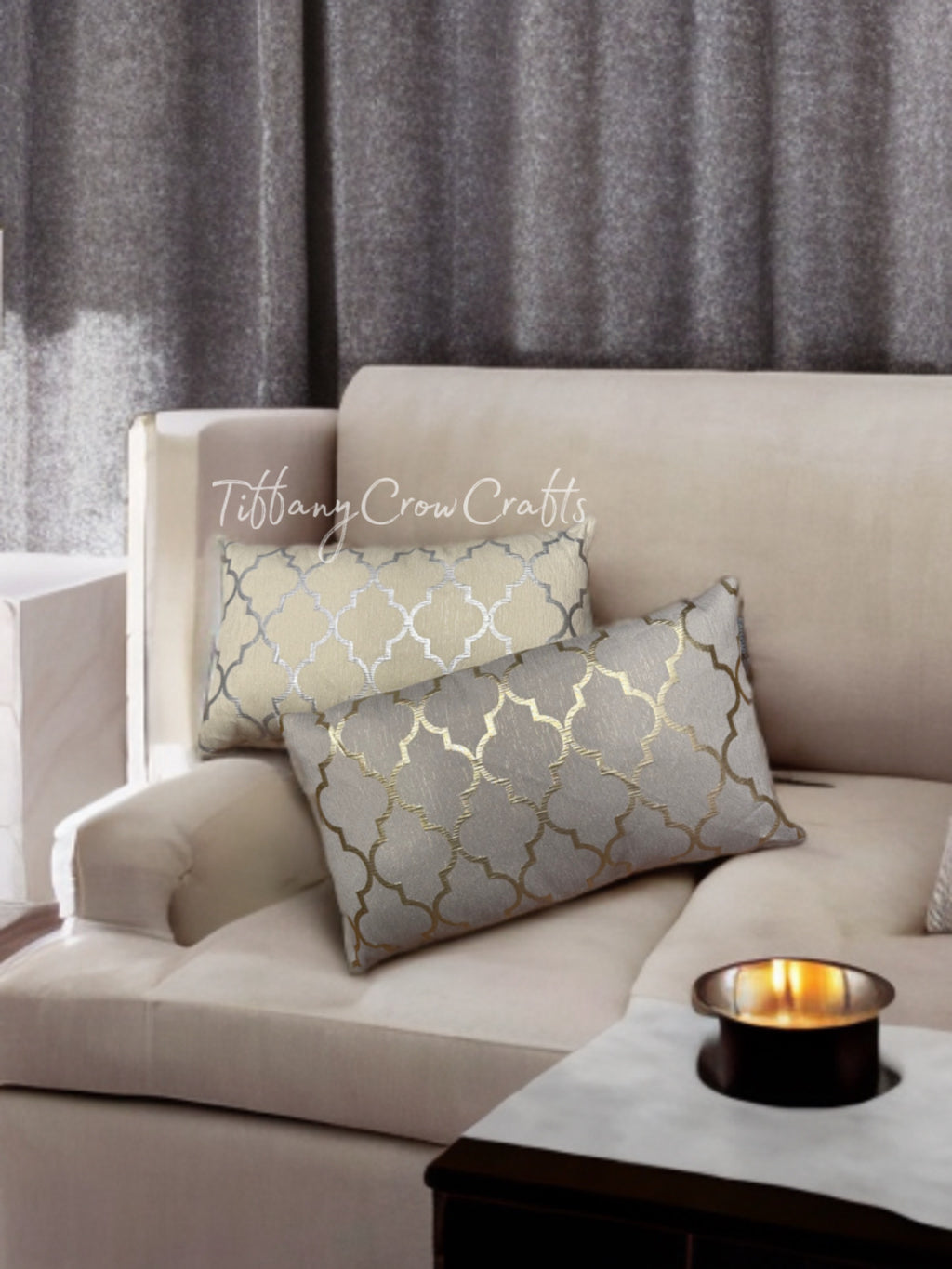 LUXE METALLIC TRELLIS LUMBER PILLOW