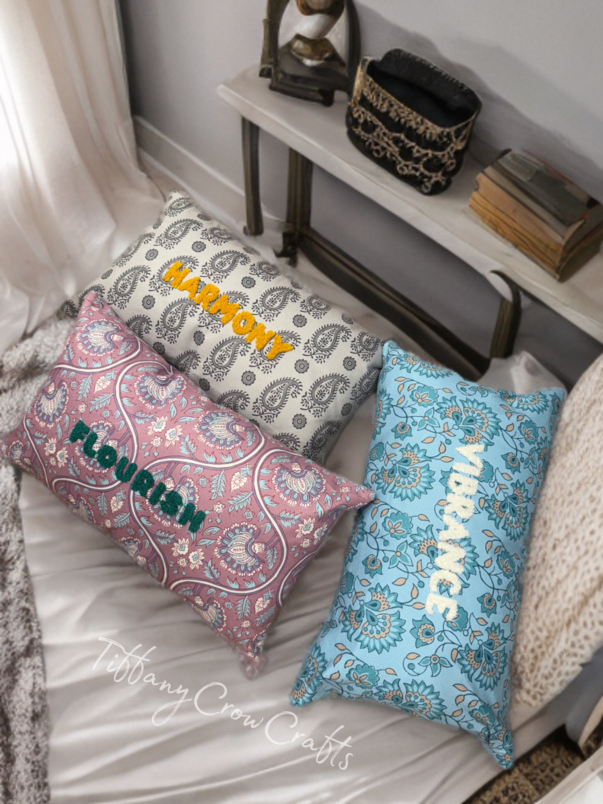 ETHEREAL GARDEN WHISPER THROW PILLOWS - PASTEL FLORAL