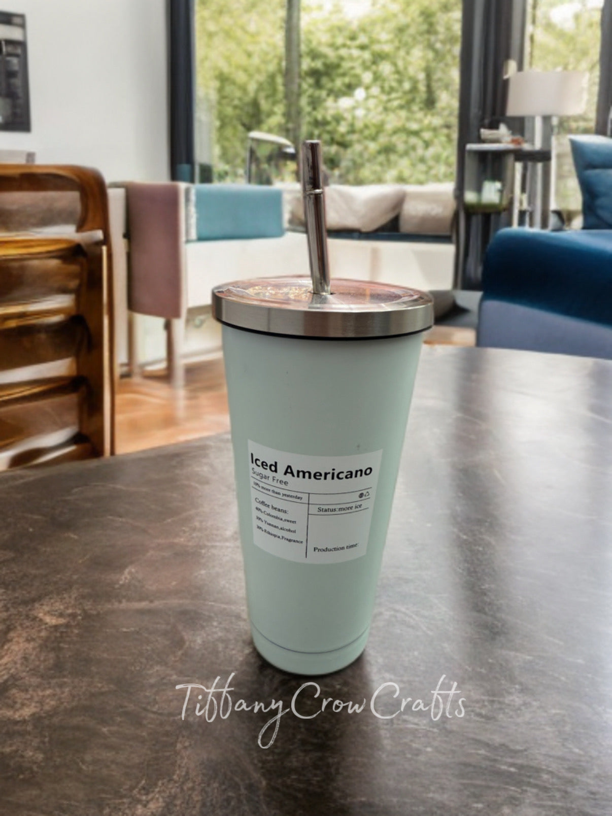 MINIMALIST INSULATED STAINLESS STEEL COFFEE TUMBLER WITH METAL STRAW