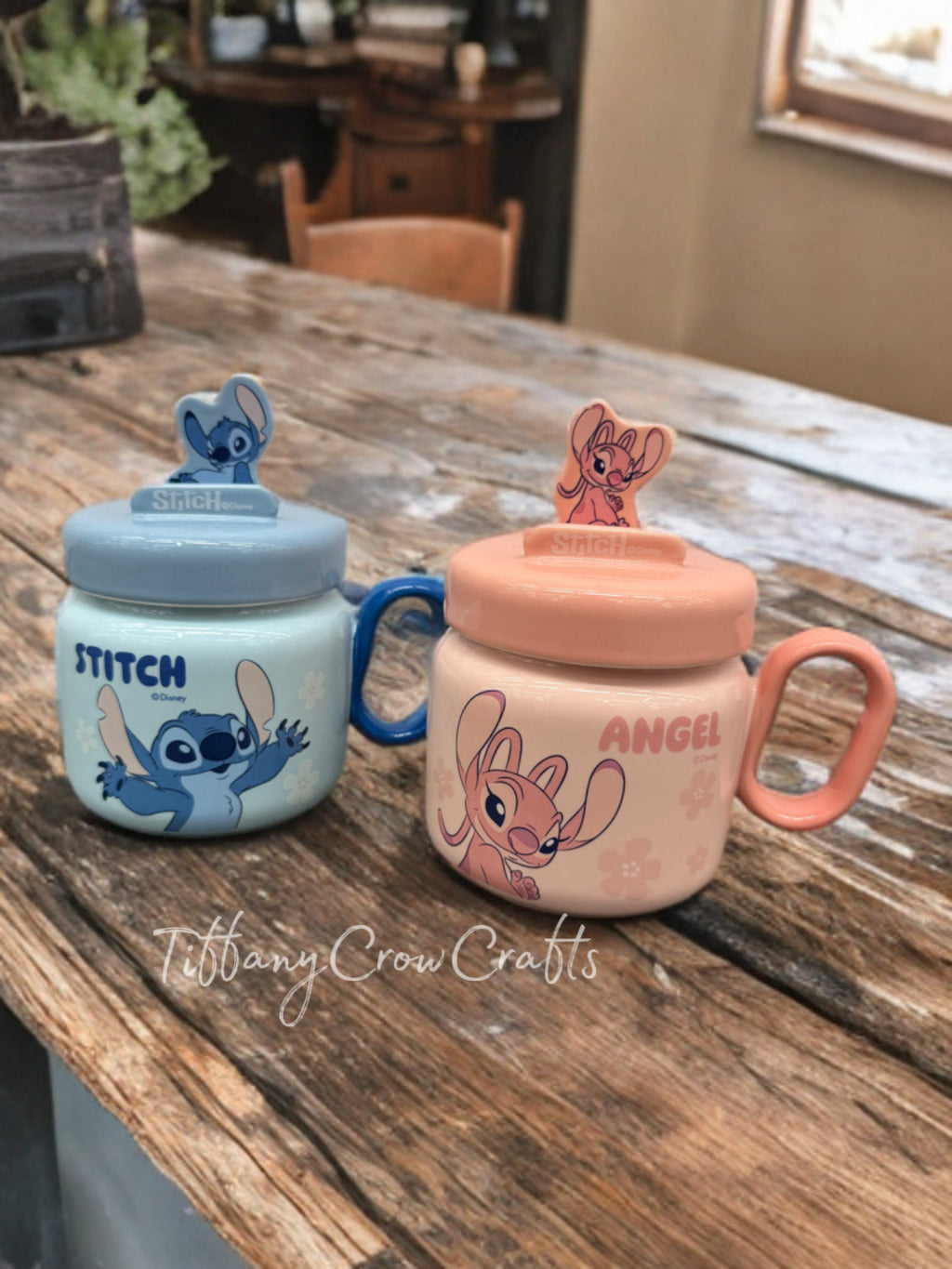 DISNEY STITCH / ANGEL COLLECTION CERAMIC MUG WITH CHARACTER LIDS