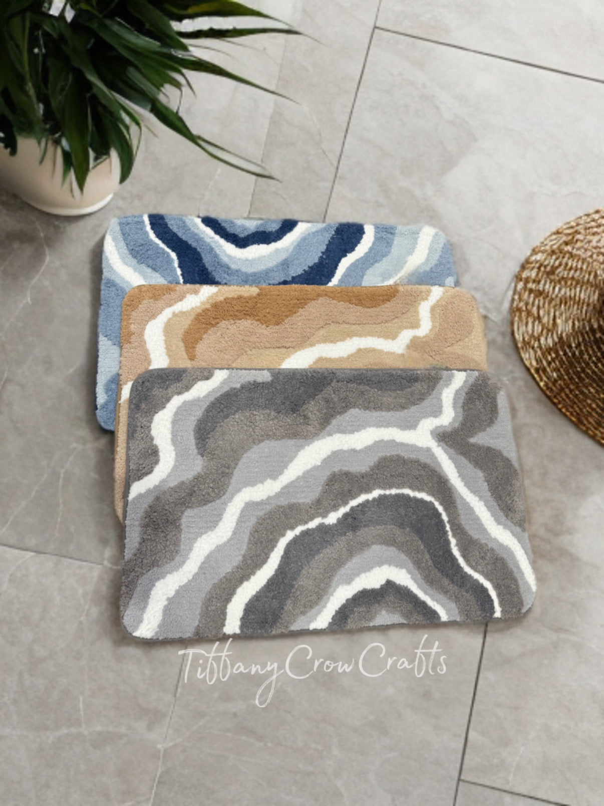 OCEANIC TIDE ULTRA-PLUSH CONTOURED BATH MAT