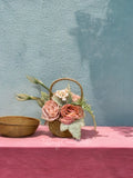VICTORIAN MEADOW HAND-WOVEN FAUX FLOWER BASKET