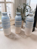 SPECKLED EARTH & AZURE BUD VASE - TEXTURED STRIPE ARTISAN POTTERY