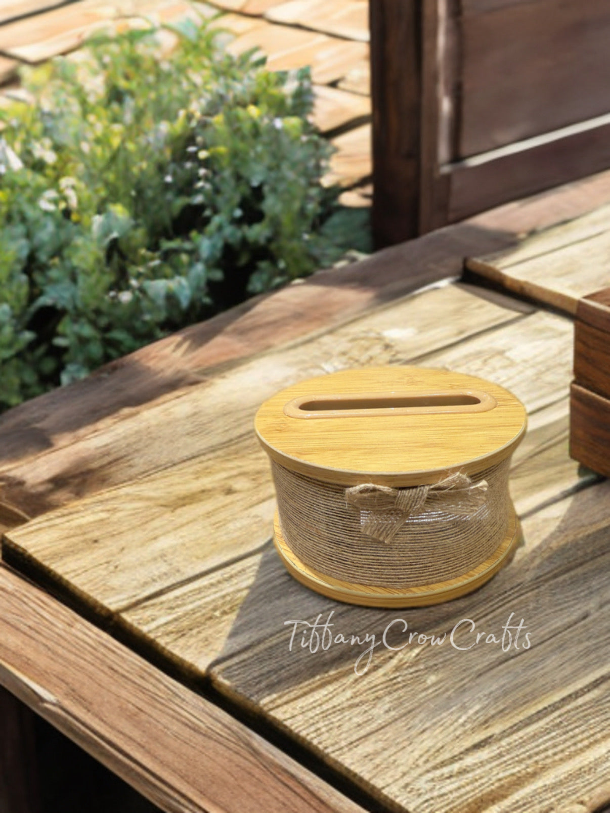ECO-INSPIRED TISSUE BOX COVER | NATURAL WOOD & TEXTURED JUTE VANITY ACCENT